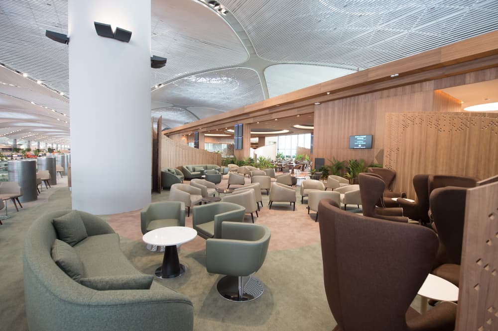Istanbul Airport lounge seating area — comfortable chairs and modern interior design